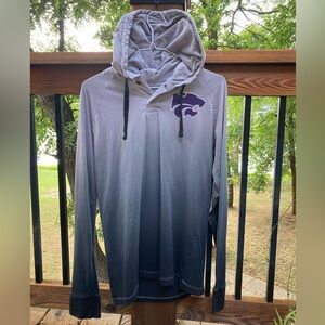 Kansas State Wildcats 1/4 ButtonUp Lightweight Hooded Pullover Men Gradient Grey